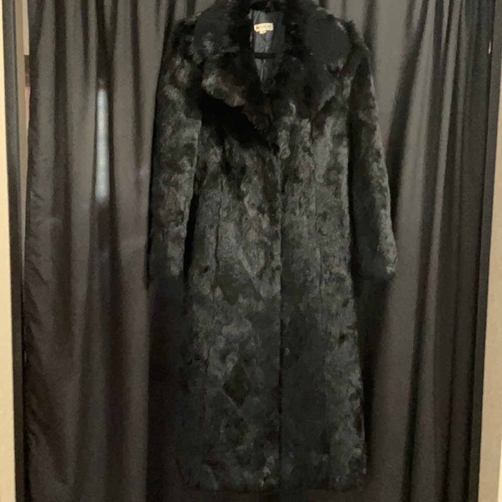 Long Black Rabbit Fur Coat